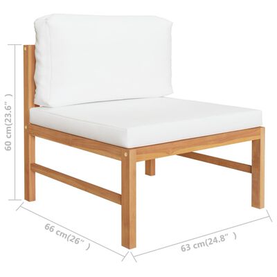 vidaXL 4-tlg. Garten-Lounge-Set mit Creme Kissen Massivholz Teak