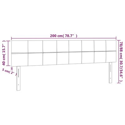 vidaXL LED Kopfteil Hellgrau 200x5x78/88 cm Samt