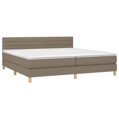 vidaXL Boxspringbett mit Matratze & LED Taupe 200x200 cm Stoff