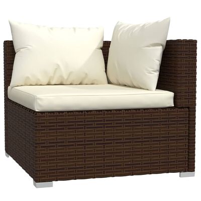 vidaXL 11-tlg. Garten-Lounge-Set mit Kissen Poly Rattan Braun