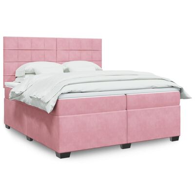 vidaXL Boxspringbett mit Matratze Rosa 200x200 cm Samt