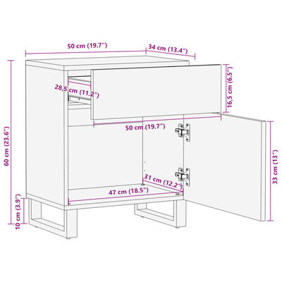 vidaXL Nachttisch 50x34x60 cm Massivholz Akazie