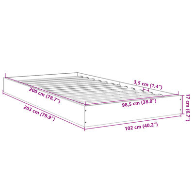 vidaXL Bettgestell ohne Matratze Sonoma-Eiche 100x200 cm Holzwerkstoff