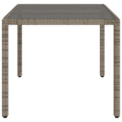 vidaXL Gartentisch mit Glasplatte Grau 150x90x75 cm Poly Rattan