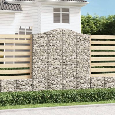 vidaXL Gabionen mit Hochbogen 2 Stk. 200x30x220/240cm Verzinktes Eisen