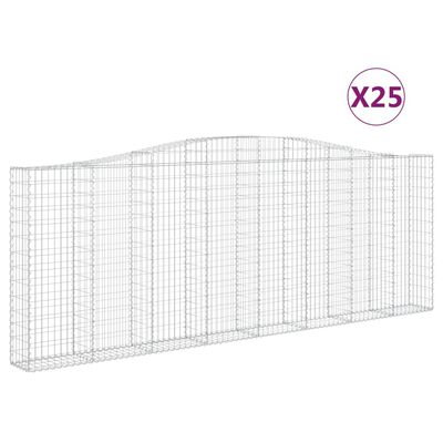 vidaXL Gabionen mit Hochbogen 25Stk. 400x30x140/160cm Verzinktes Eisen