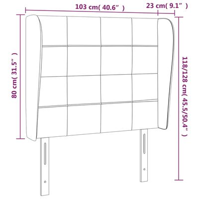 vidaXL Kopfteil mit Ohren Dunkelgrau 103x23x118/128 cm Stoff