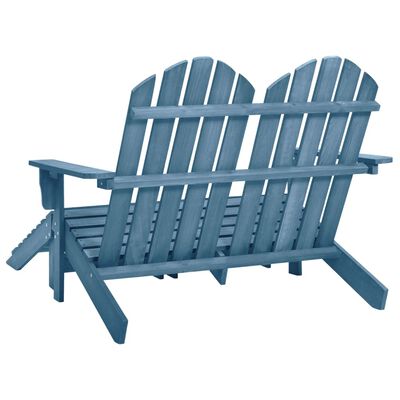 vidaXL Adirondack-Gartenbank 2-Sitzer mit Fußteil Tannenholz Blau