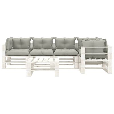 vidaXL 6-tlg. Garten-Lounge-Set Paletten mit Kissen in Taupe Holz