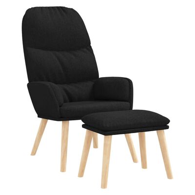 vidaXL Relaxsessel mit Hocker Schwarz Stoff