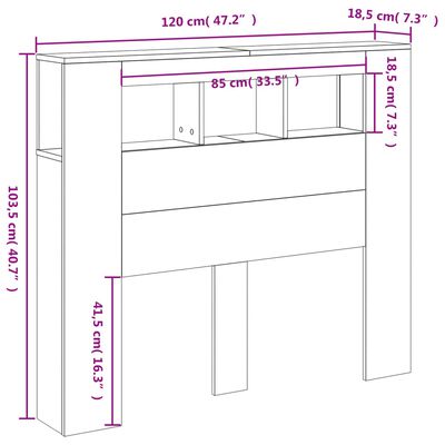 vidaXL LED-Kopfteil Weiß 120x18,5x103,5 cm Holzwerkstoff