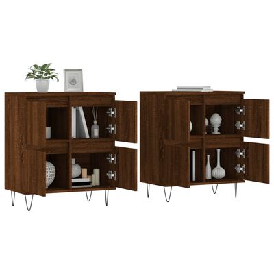 vidaXL Sideboards 2 Stk. Braun Eichen-Optik Holzwerkstoff