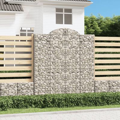 vidaXL Gabionen mit Hochbogen 7 Stk. 200x50x220/240cm Verzinktes Eisen