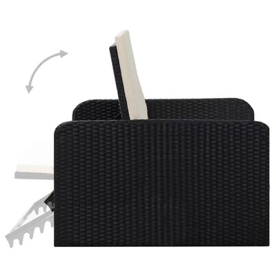 vidaXL 2-tlg. Garten-Lounge-Set mit Auflagen Poly Rattan Schwarz