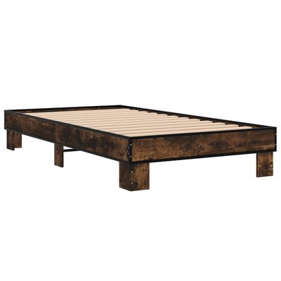 vidaXL Bettgestell Räuchereiche 100x200 cm Holzwerkstoff und Metall