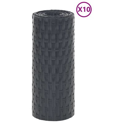 vidaXL Balkon-Sichtschutze 10 Stk. Anthrazit 255x19 cm Poly Rattan