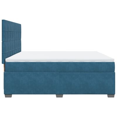 vidaXL Boxspringbett mit Matratze Blau 200x200 cm Samt