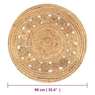 vidaXL Teppich Flechtmuster Jute 90 cm Rund