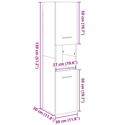 vidaXL Badezimmerschrank Sonoma-Eiche 30x30x130 cm Holzwerkstoff