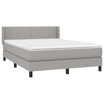 vidaXL Boxspringbett mit Matratze Hellgrau 140x200 cm Stoff