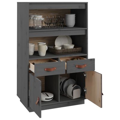 vidaXL Highboard Grau 67x40x108,5 cm Massivholz Kiefer