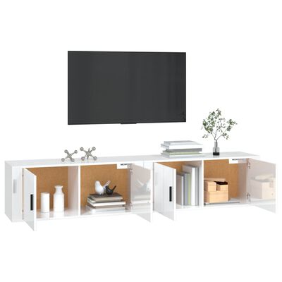 vidaXL TV-Wandschränke 2 Stk. Hochglanz-Weiß 100x34,5x40 cm