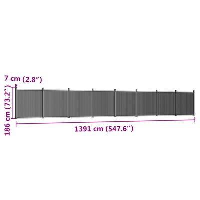 vidaXL Zaunelement Grau 1391x186 cm WPC