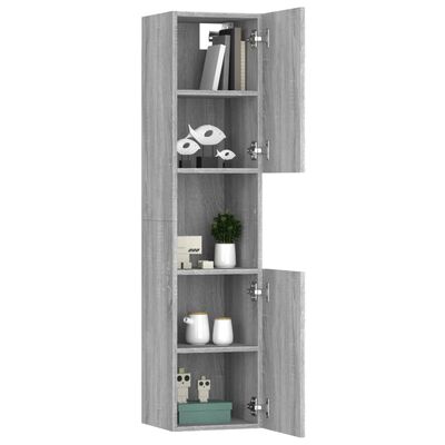 vidaXL Badezimmerschrank Grau Sonoma 30x30x130 cm Holzwerkstoff