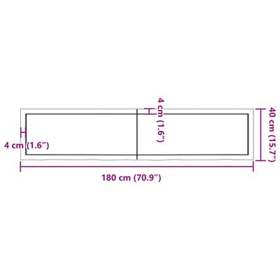 vidaXL Waschtischplatte Dunkelbraun 180x40x(2-6)cm Massivholz