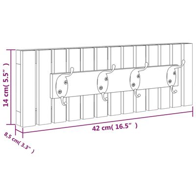 vidaXL Hakenleiste 42x8,5x14 cm Massivholz Nussbaum