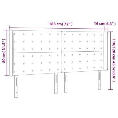 vidaXL LED Kopfteil Dunkelgrau 183x16x118/128 cm Stoff