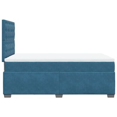 vidaXL Boxspringbett mit Matratze Blau 120x190 cm Samt