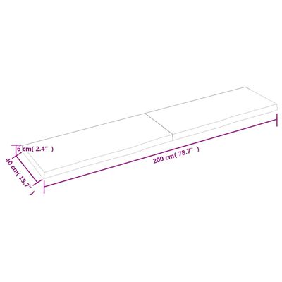 vidaXL Waschtischplatte Hellbraun 200x40x(2-6) cm Massivholz Behandelt