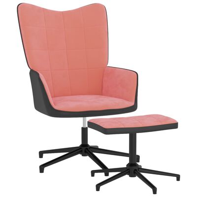 vidaXL Relaxsessel mit Hocker Rosa Samt und PVC