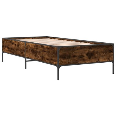 vidaXL Bettgestell Räuchereiche 75x190 cm Holzwerkstoff und Metall