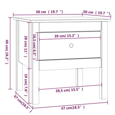 vidaXL Beistelltische 2 Stk. 50x50x49 cm Massivholz Kiefer