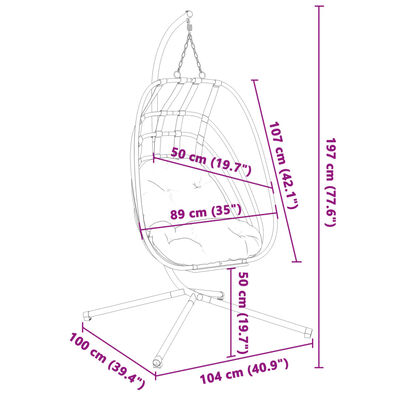 vidaXL Hängesessel Ei-Design mit Ständer Anthrazit Stahl