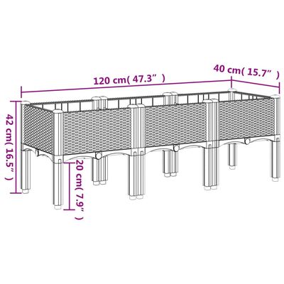 vidaXL Pflanzkasten mit Beinen Braun 120x40x42 cm PP