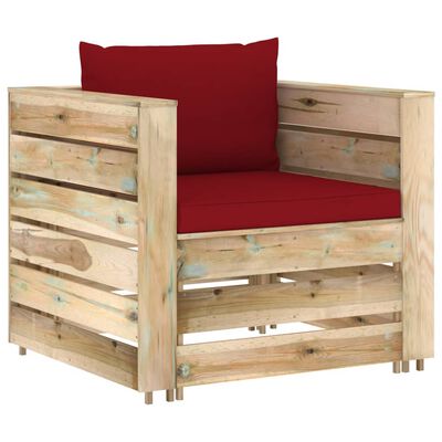 vidaXL 6-tlg. Garten-Lounge-Set mit Kissen Grün Imprägniertes Holz