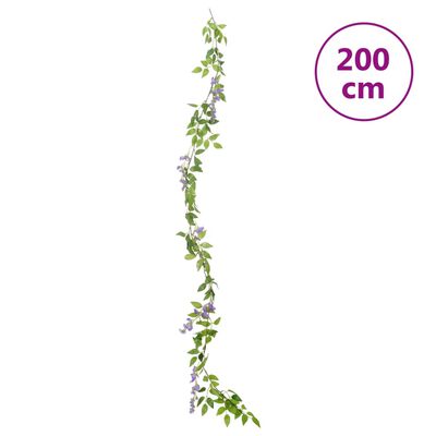 vidaXL Weihnachtskränze Blumen 6 Stk. Lila 200 cm