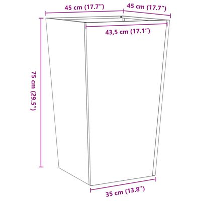 vidaXL Pflanzkübel 2 Stk. Olivgrün 45x45x75 cm Stahl