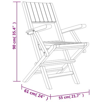 vidaXL Gartenstühle 6 Stk. Klappbar 55x61x90 cm Massivholz Teak