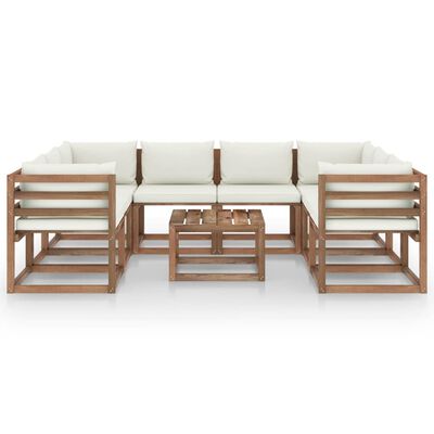 vidaXL 9-tlg. Garten-Lounge-Set mit Kissen in Creme