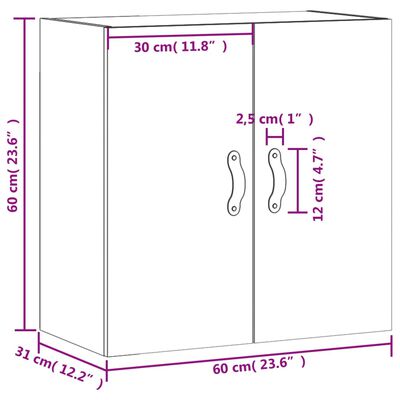 vidaXL Wandschrank Grau Sonoma 60x31x60 cm Holzwerkstoff