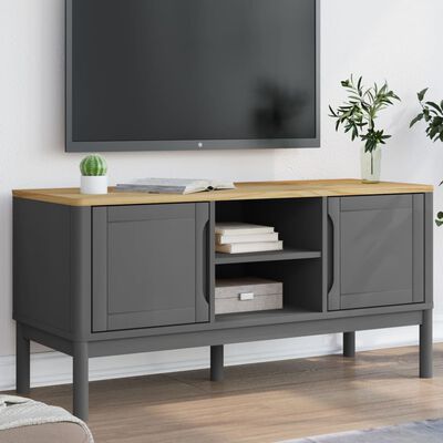 vidaXL TV-Schrank FLORO Grau 114x43x55 cm Massivholz Kiefer