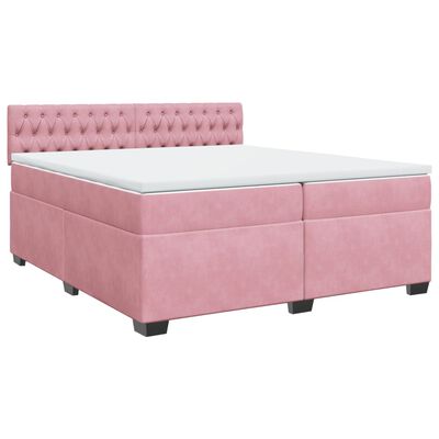 vidaXL Boxspringbett mit Matratze Rosa 200x200 cm Samt