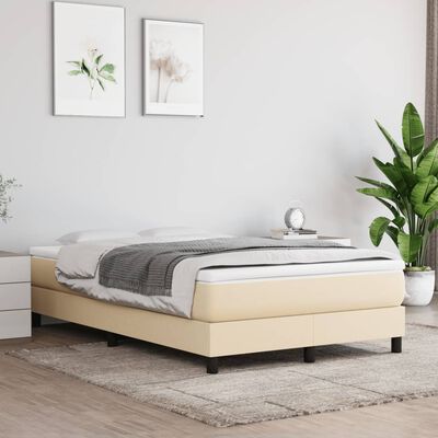 vidaXL Boxspringbett mit Matratze Creme 120x190 cm Stoff