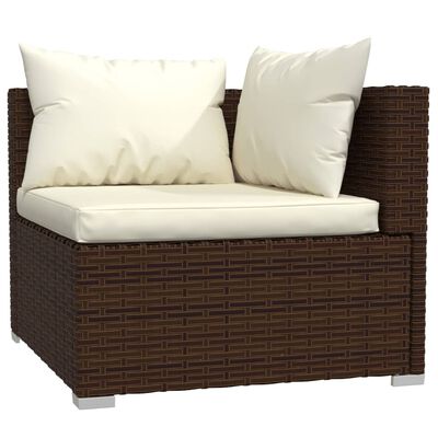 vidaXL 6-tlg. Garten-Lounge-Set mit Kissen Poly Rattan Braun