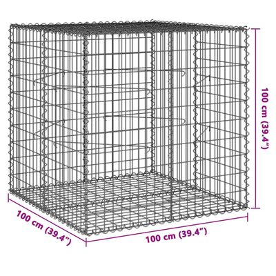 vidaXL Gabione mit Deckel 100x100x100 cm Verzinktes Eisen