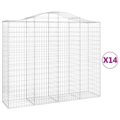 vidaXL Gabionen mit Hochbogen 14Stk. 200x50x160/180cm Verzinktes Eisen